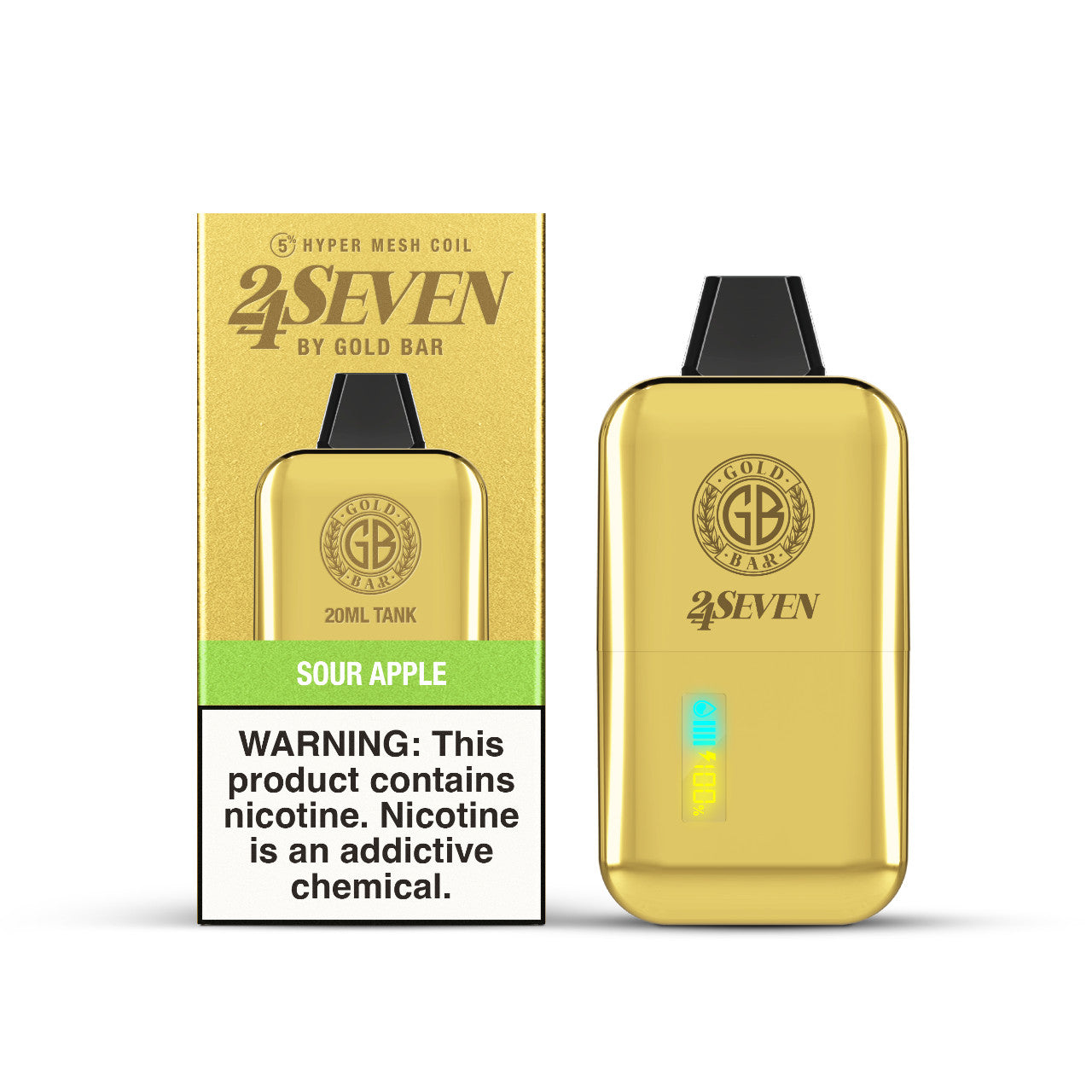 Gold Bar 24Seven - Sour Apple 24.000 Puff 20ml/50mg