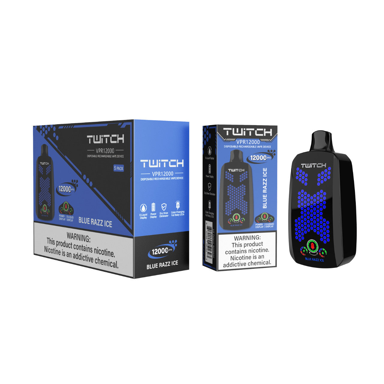 Twitch VPR - Blue Razz Ice 12.000 Puff ml/50mg