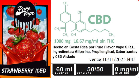 Strawberry Iced CBD 1000mg - 16.67mg/ml SIN THC