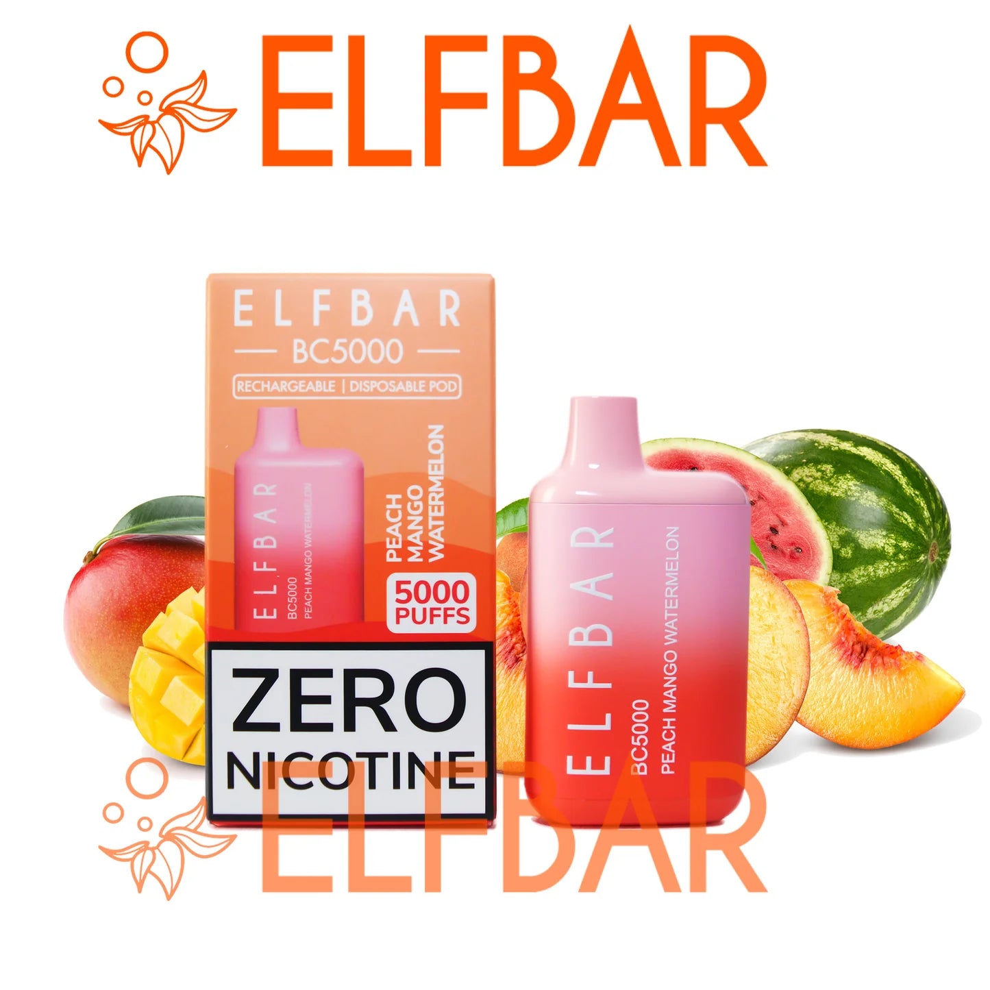 Peach Mango Watermelon - Elfbar BC5000 Puffs ZERO NICOTINE