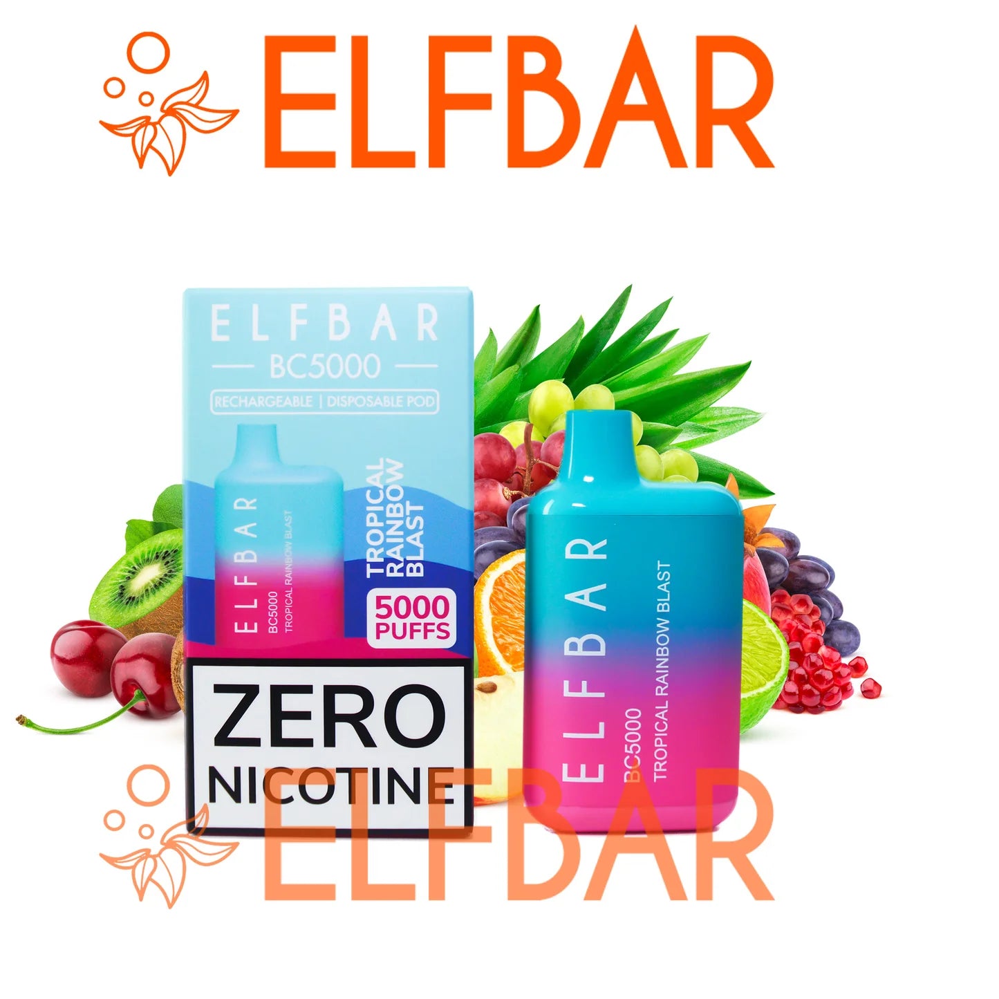 Tropical Rainbow Blast - Elfbar BC5000 Puffs ZERO NICOTINE