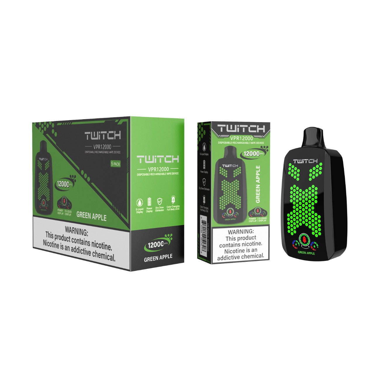 Twitch VPR - Green Apple 12.000 Puff ml/50mg
