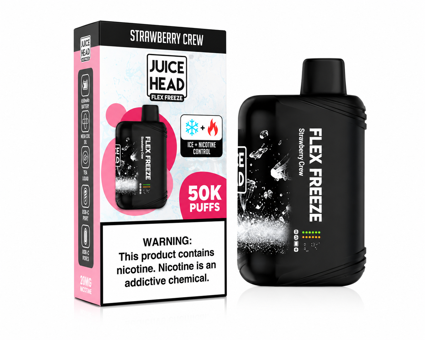 Juice Head Flex Freeze - Strawberry Chew 50.000 Puff 18ml/50mg